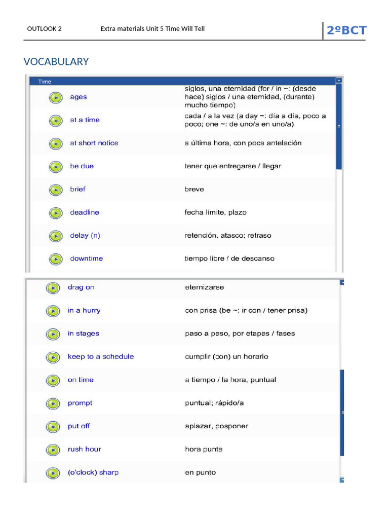 Extra Materials UNIT 5 TIME WILL TELL | PDF