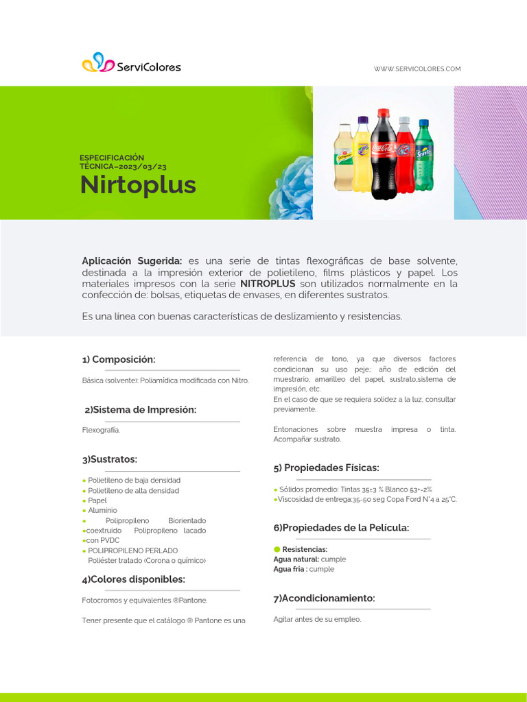 Ficha Tecnica Nitroplus 2024 | PDF | Tinta | Materiales
