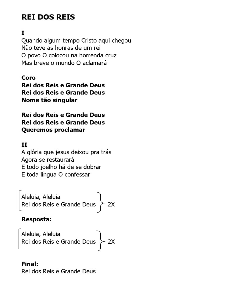 Rei dos Reis: Louvor e Adoração | PDF