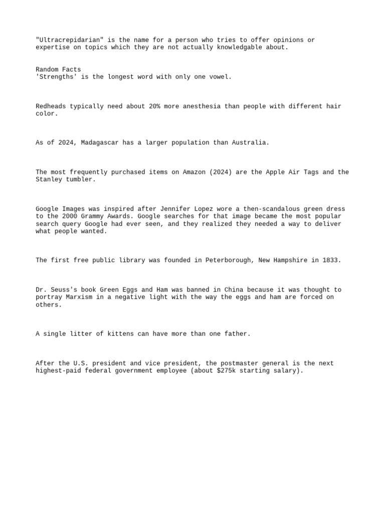 Random Fact | PDF