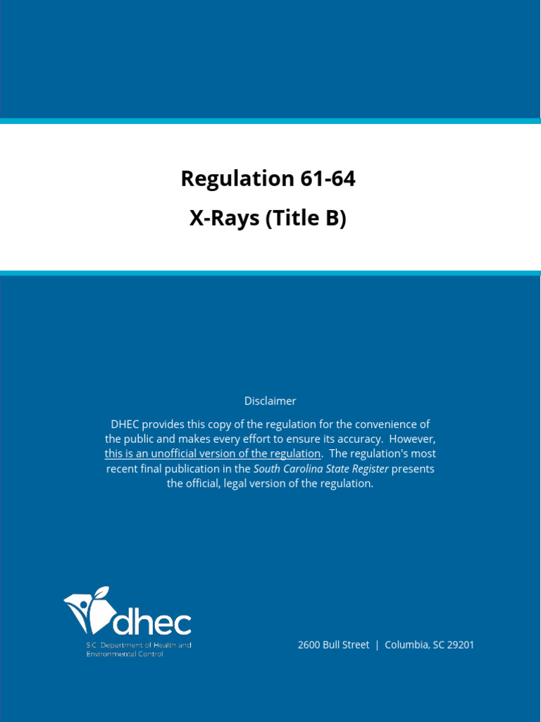 South Carolina X-Ray Regulation Overview | PDF | Radiography ...