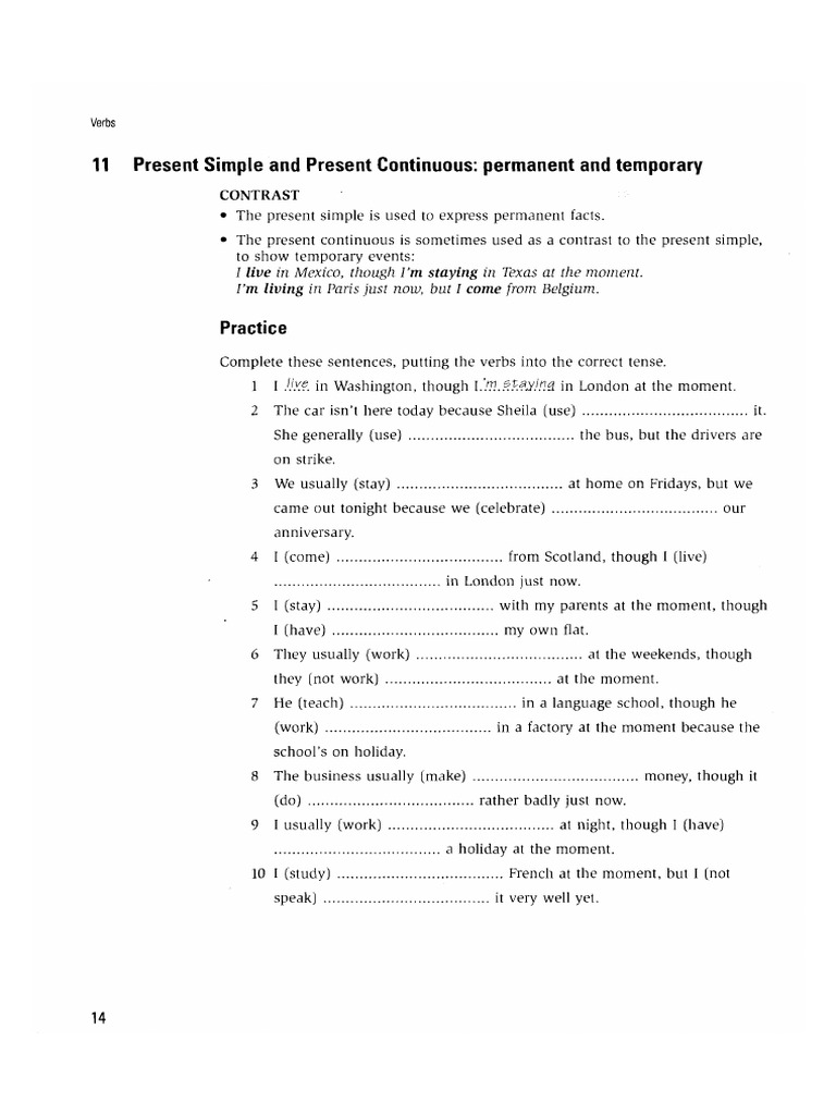 Present Simple Vs Present Continuous | PDF