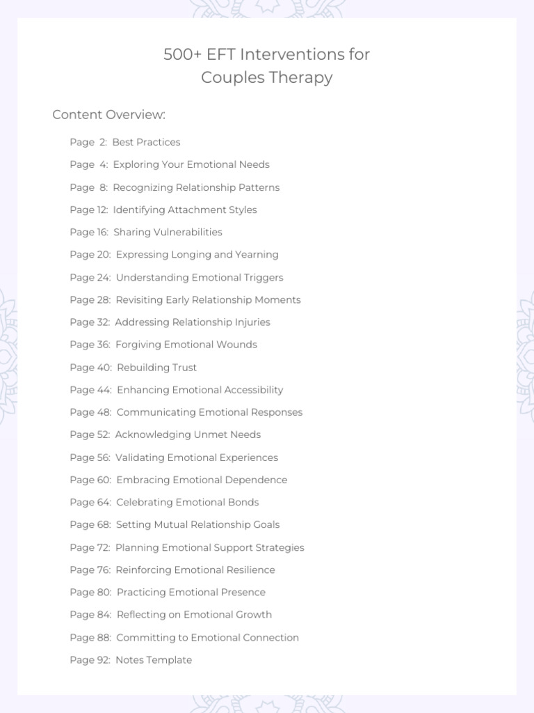 Couples EFT Interventions US Letter | PDF | Attachment Theory | Forgiveness