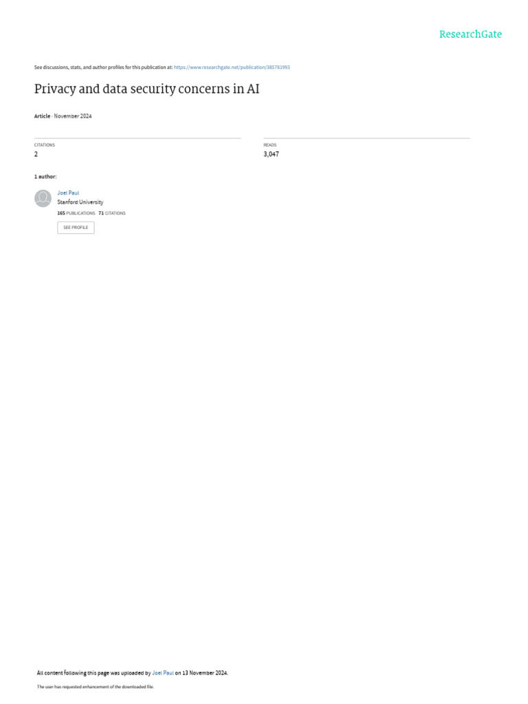 AI Privacy and Data Security Challenges | PDF | Artificial Intelligence ...