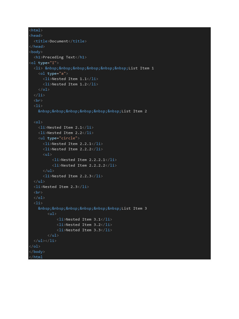 Structured List Document Overview | PDF