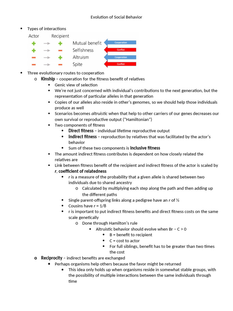 BIO351 Evolution of Social Behavior | PDF | Fitness (Biology) | Evolution
