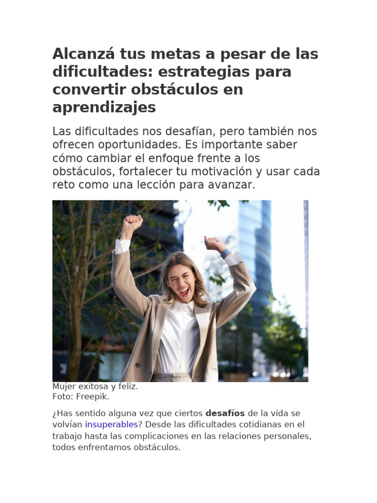Supera obstáculos y alcanza metas | PDF | Aprendizaje | Mentalidad