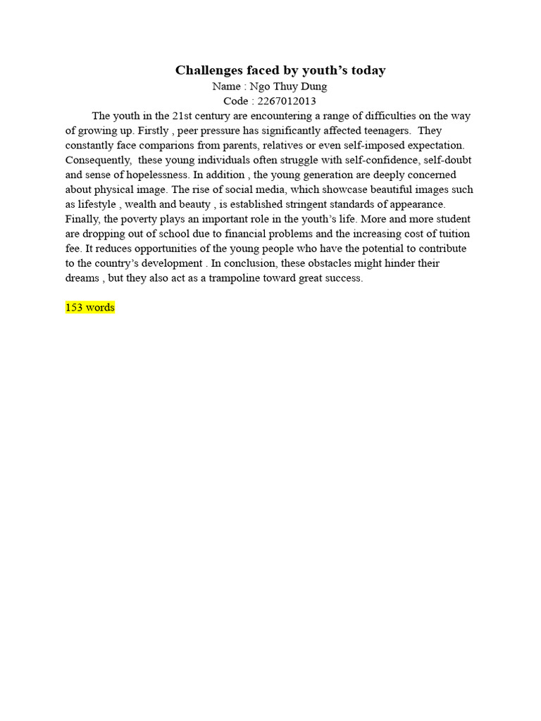 Challenges Faced by Youth's Today PDF