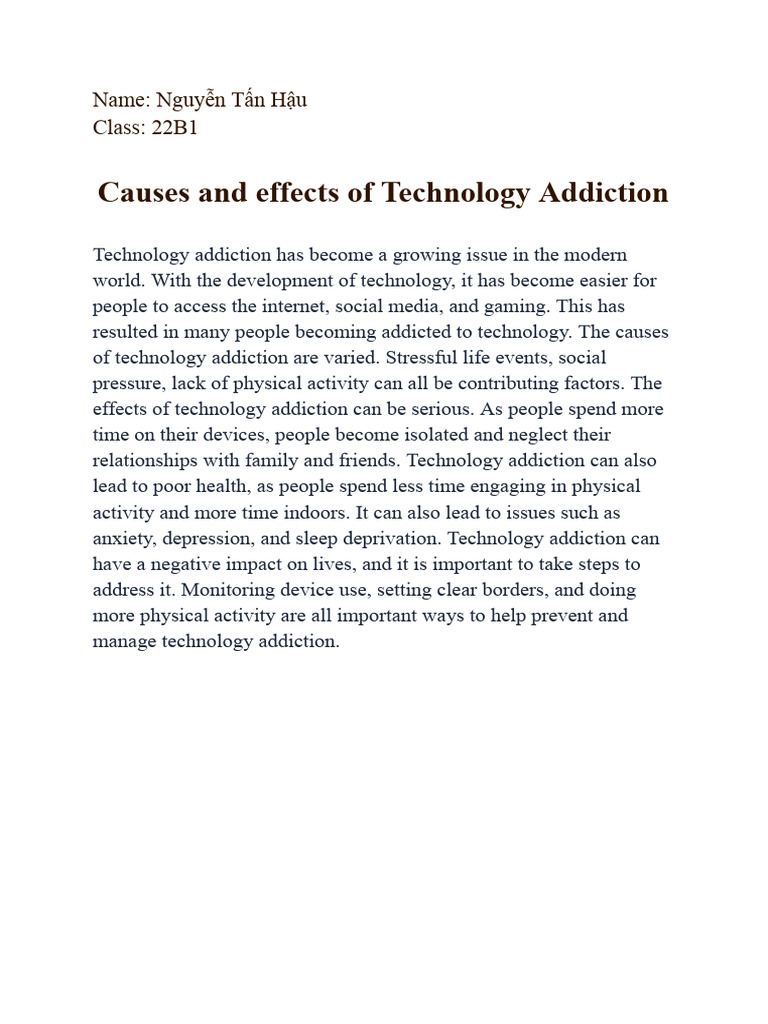 Causes and Effects of Tech Addiction | PDF