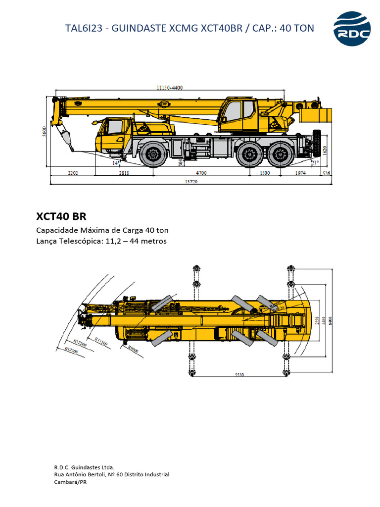 Guindaste XCMG XCT40BR: 40 Toneladas | PDF