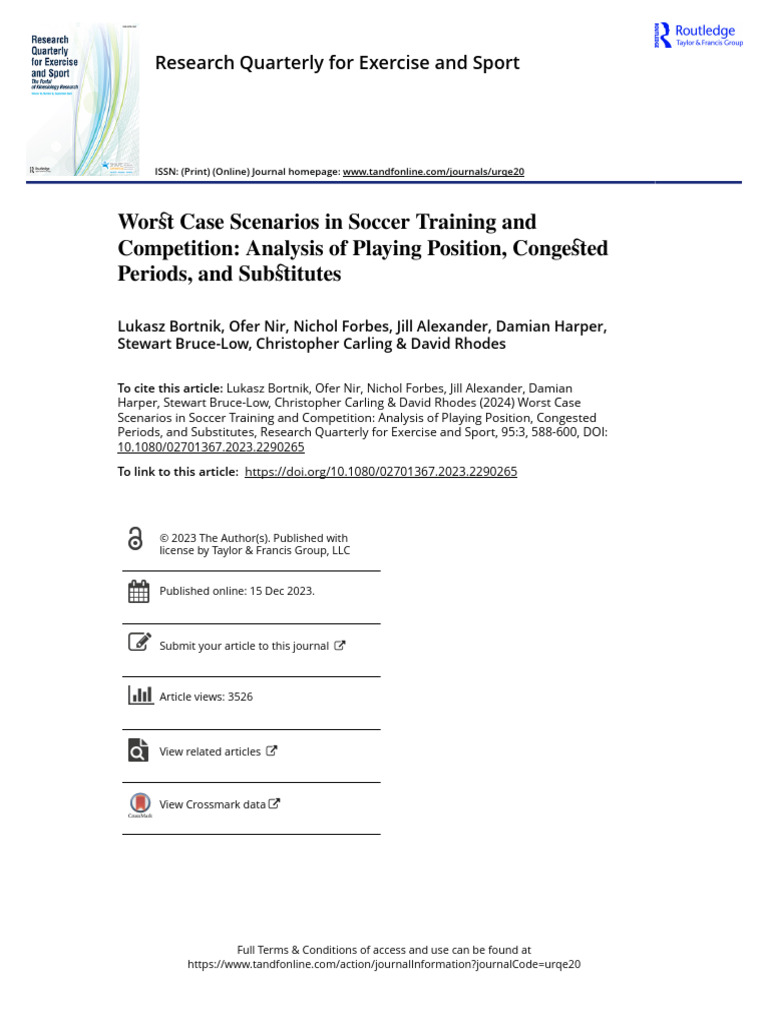 Worst Case Scenarios in Soccer Training and Competition Analysis of ...