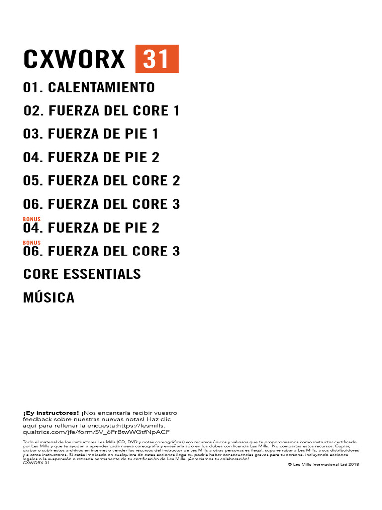 Recursos y Coreografía CXWORX 31 | PDF | Corriendo | Rodilla