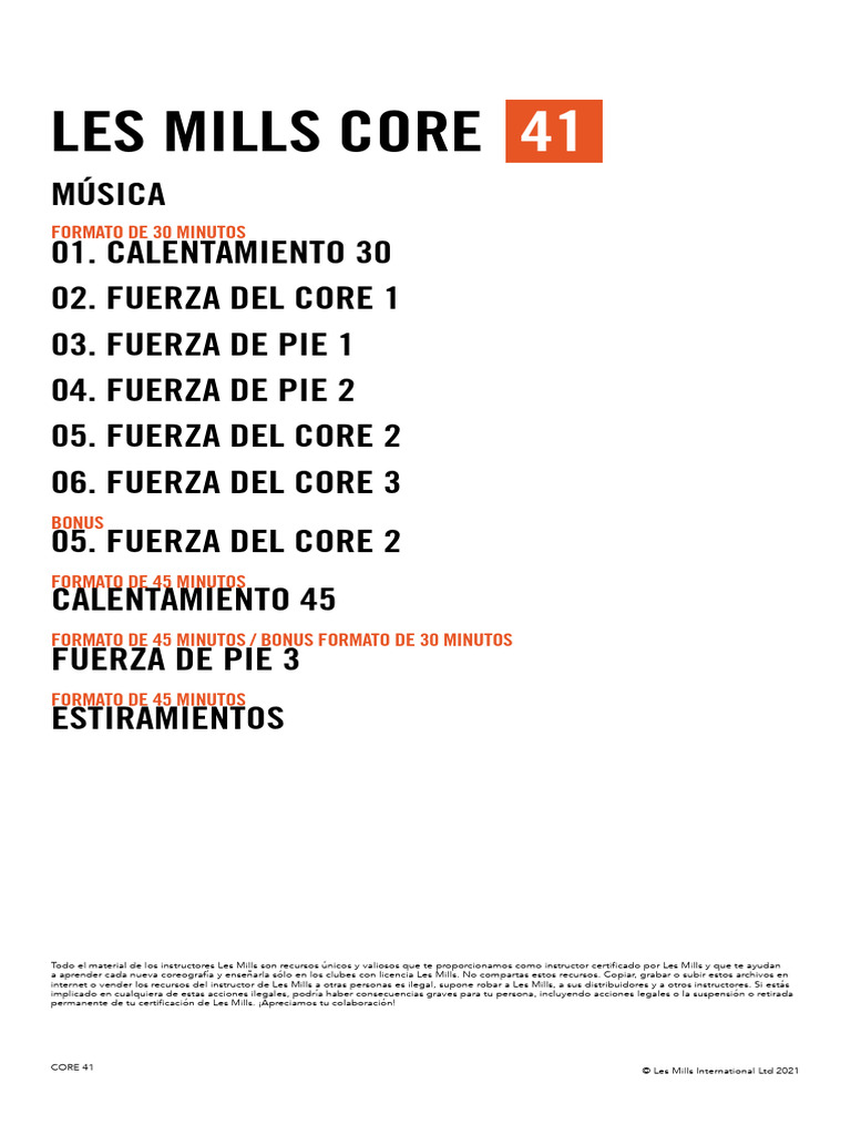 LES MILLS CORE 41 (CORE41ChoreographyNotes Row Es App Print PDF | PDF ...