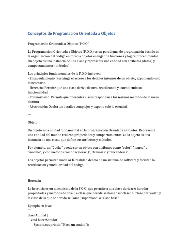 Conceptos Básicos de POO | PDF | Herencia (Programación Orientada a ...