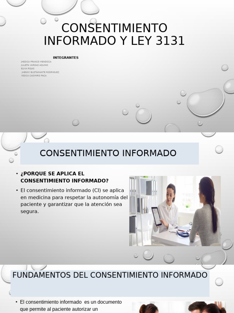 Consentimiento Informado y Ley 3131 | PDF
