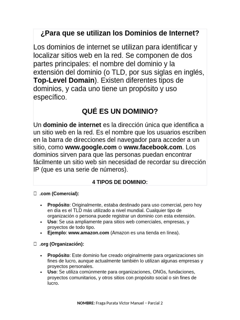 Tipos de Dominios de Internet | PDF | Internet | Sitios web