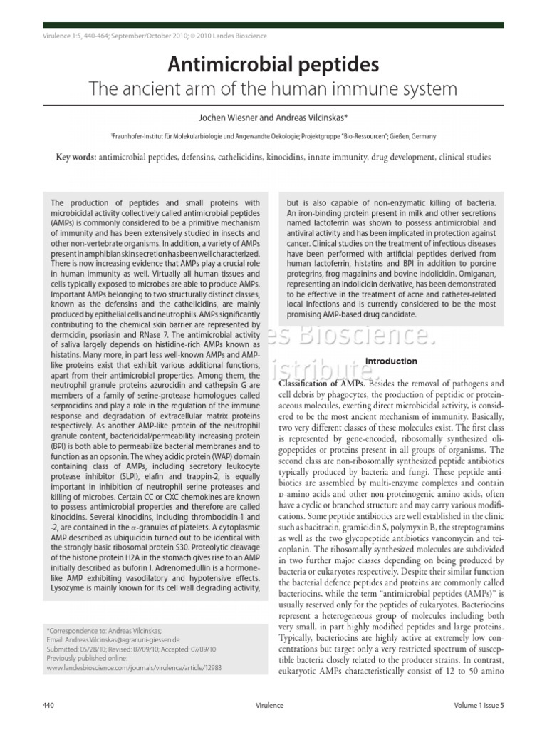 Antimicrobial Peptides in Human Immunity | PDF | Proteolysis | Cell ...
