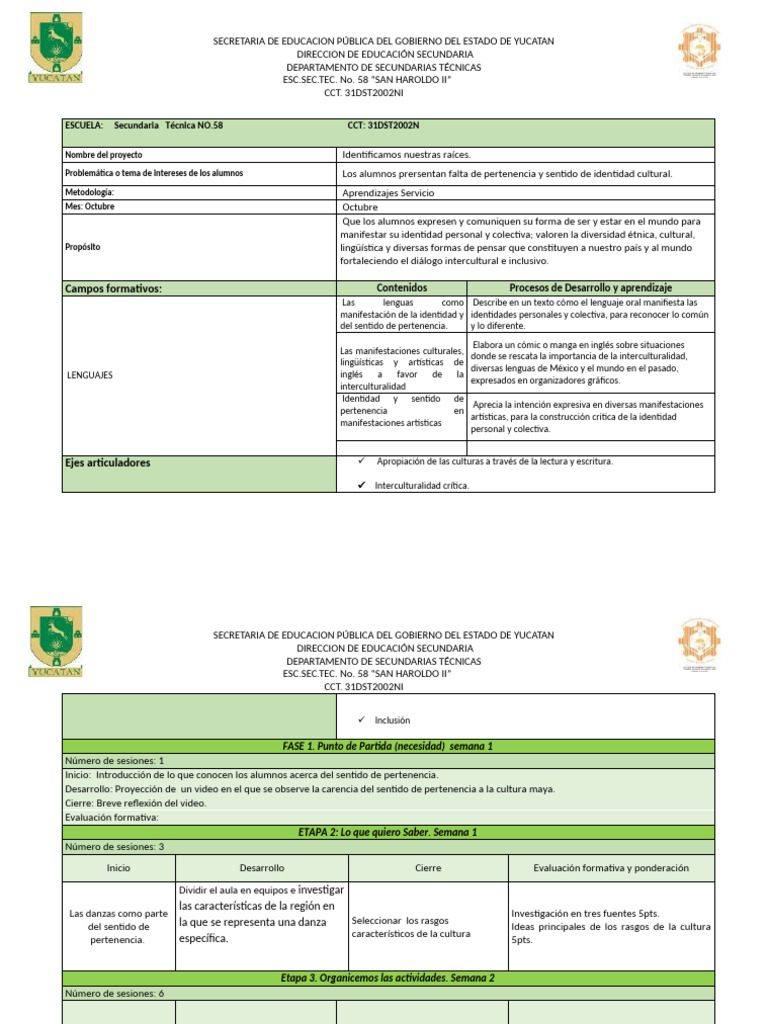 Proyecto de Identidad Cultural en Secundaria | PDF | Cómics | Aprendizaje