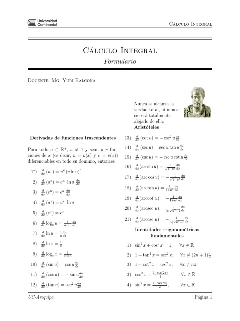 Integral Calculus Formulas and Derivatives | PDF | Mathematics | Area