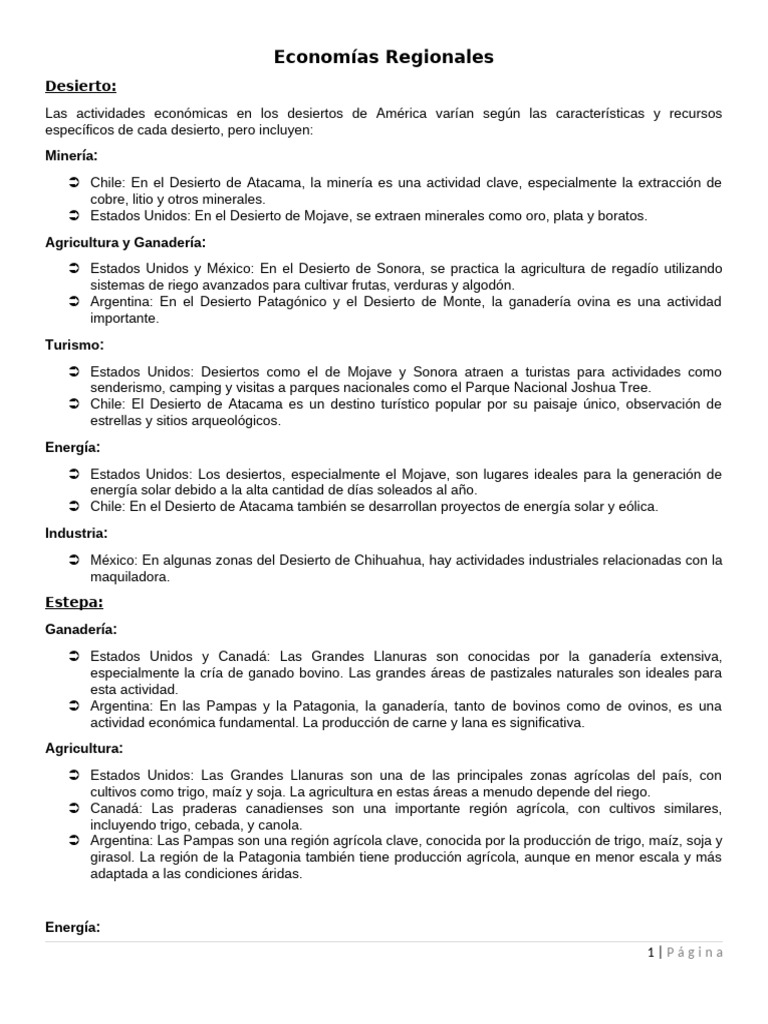 Actividades Económicas en Desiertos y Estepas | PDF | Agricultura | Los ...