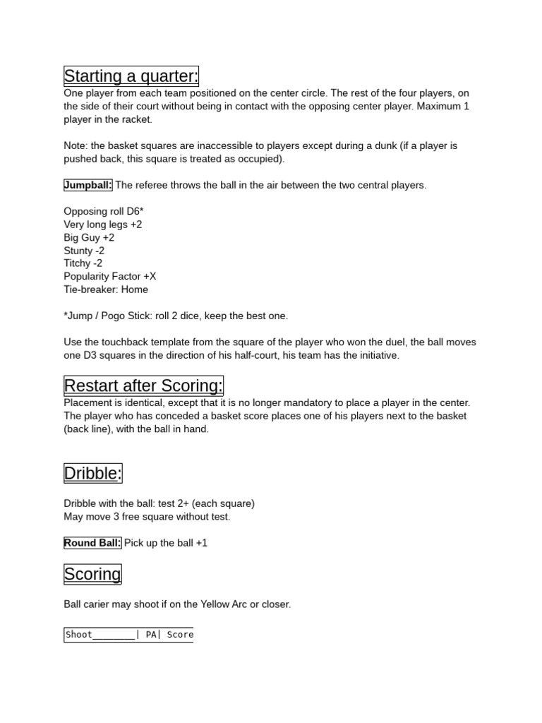 Basketball Game Rules and Scoring Guide | PDF