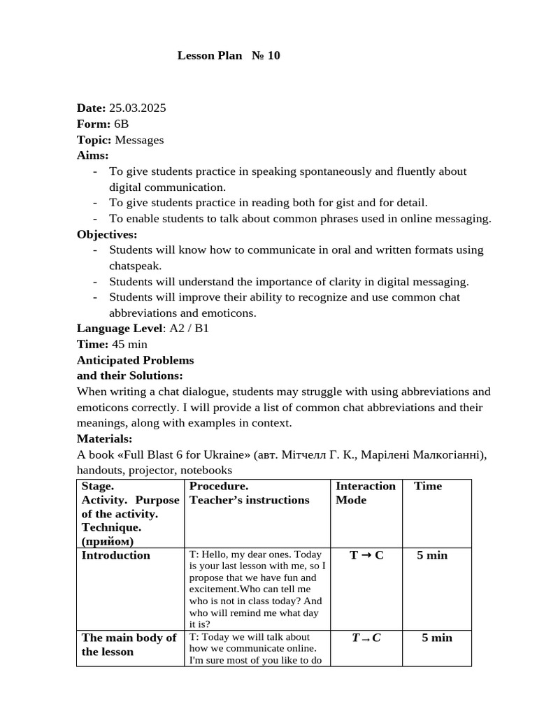 Lesson Plan: Digital Communication Skills | PDF | Human Communication ...