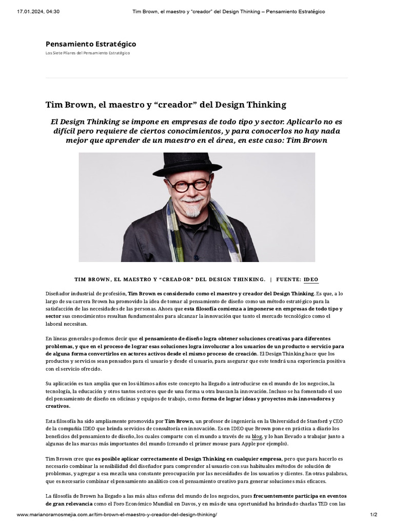 Tim Brown: Creador del Design Thinking | PDF | El pensamiento de diseño ...