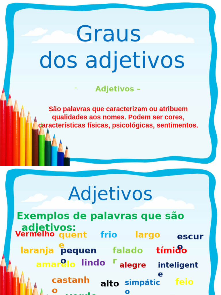 Graus dos Adjetivos: Tipos e Exemplos | PDF