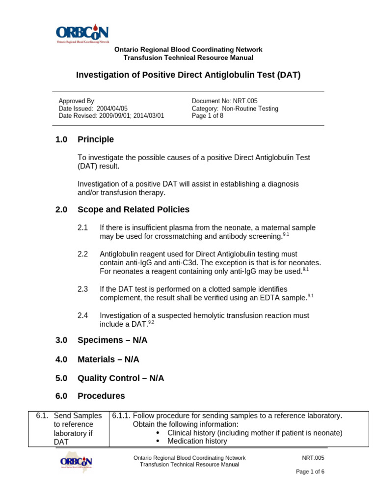 Positive Direct Antiglobulin Test Guide | PDF | Blood Transfusion | Anatomy