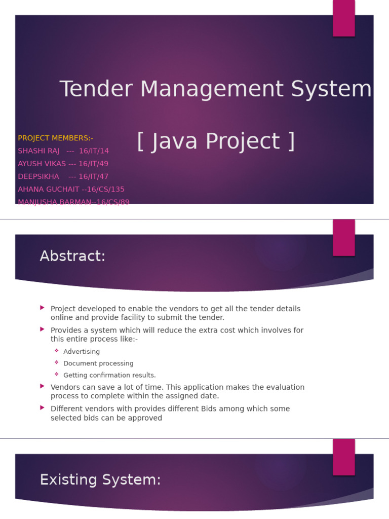 Tender Management System | PDF | Databases | World Wide Web