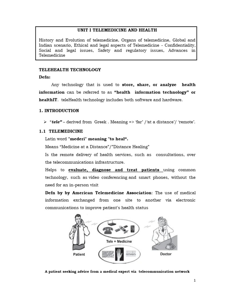 Unit I Telemedicine and Health | PDF | Computer Security | Security