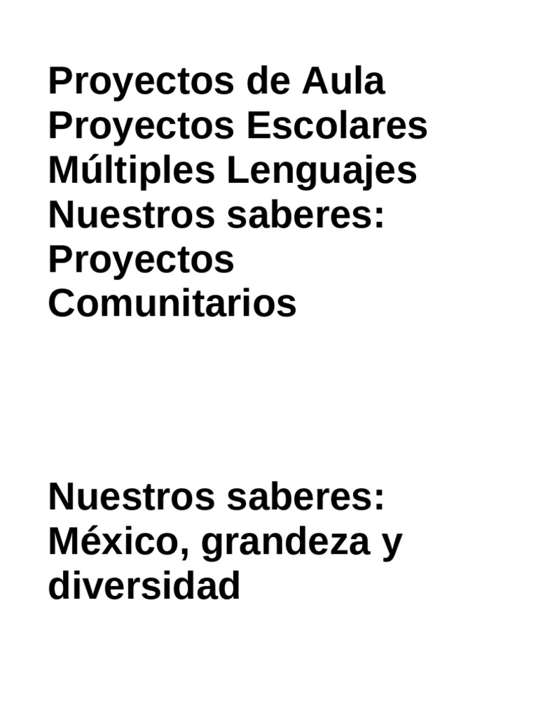 Proyectos Educativos Diversos y Comunitarios | PDF
