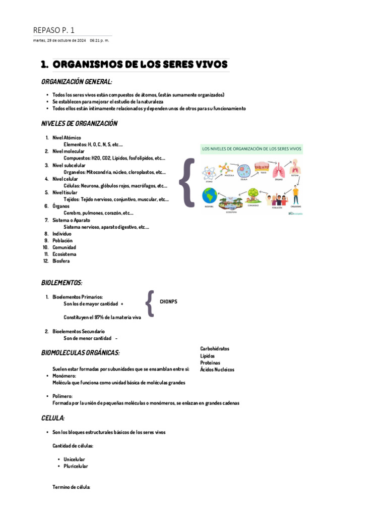 Organismos de Los Seres Vivos | PDF | Biología Celular) | Organismos