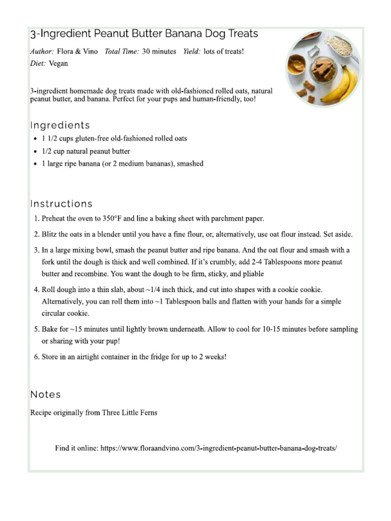 Peanut Butter Banana Dog Treat Recipe | PDF