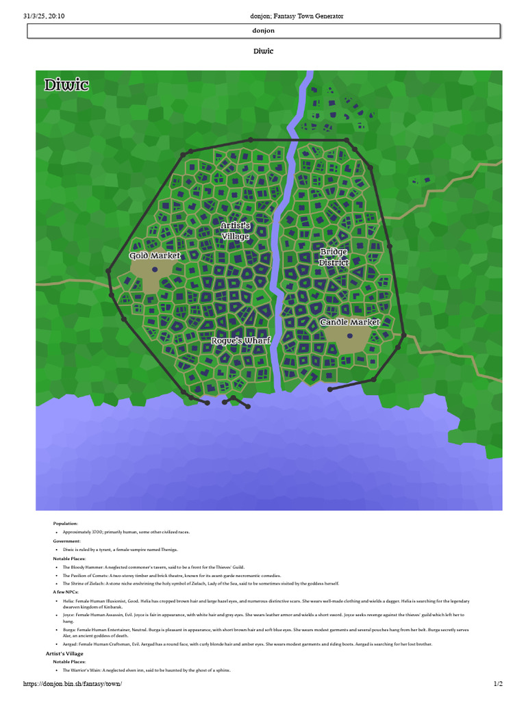 Donjon Fantasy Town Generator 2 | PDF
