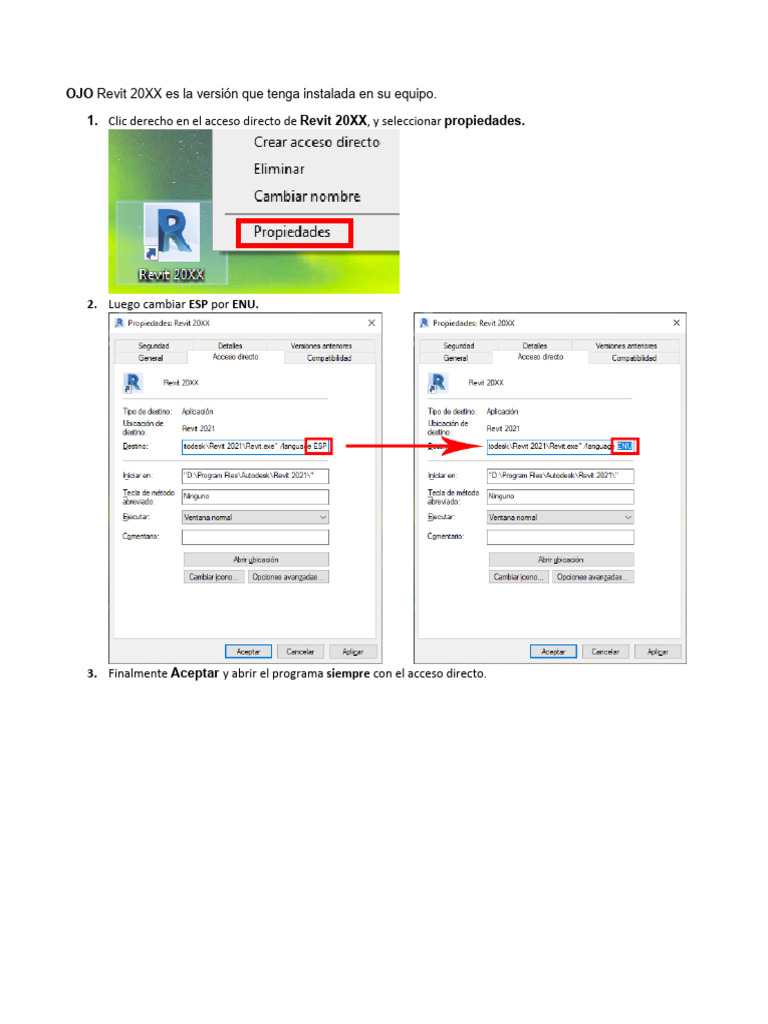 Cambiar idioma en Revit 20XX | PDF