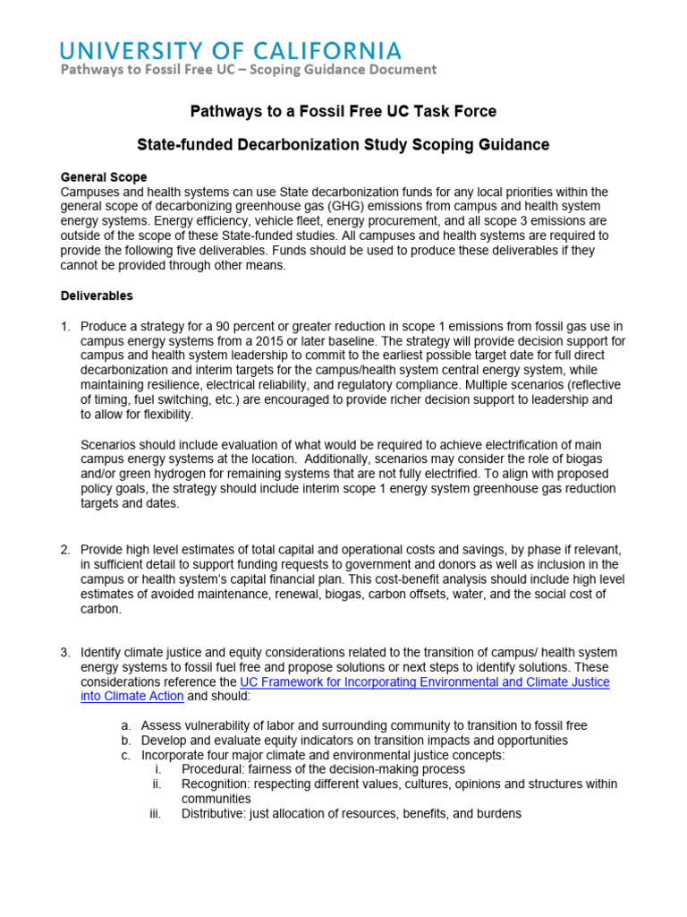 Decarbonization Strategy for UC Systems | PDF | Climate Change ...