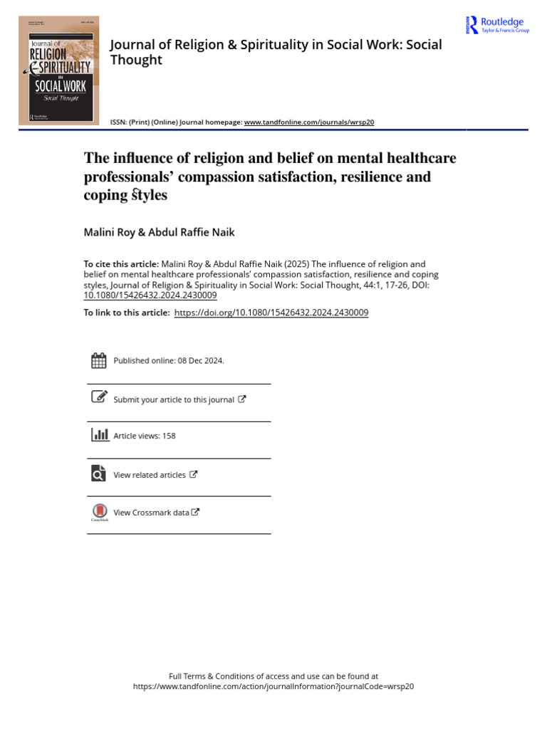 Religion's Impact on Mental Health Professionals | PDF | Psychological ...