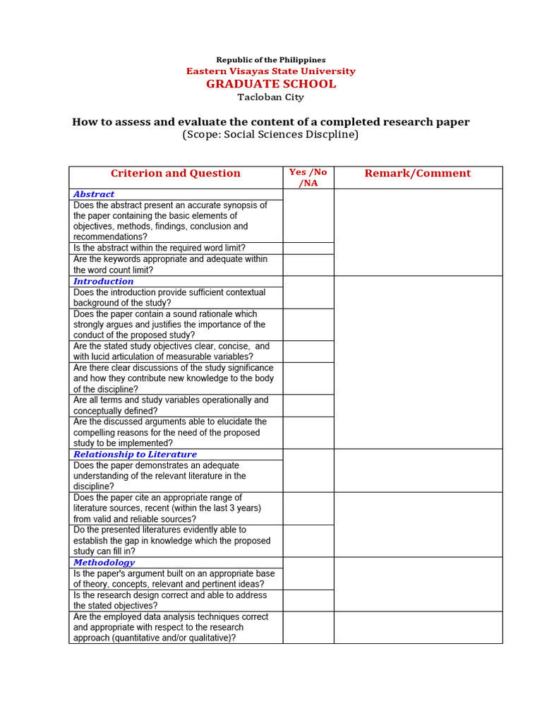 Evaluating Research Papers in Social Sciences | PDF | Knowledge ...