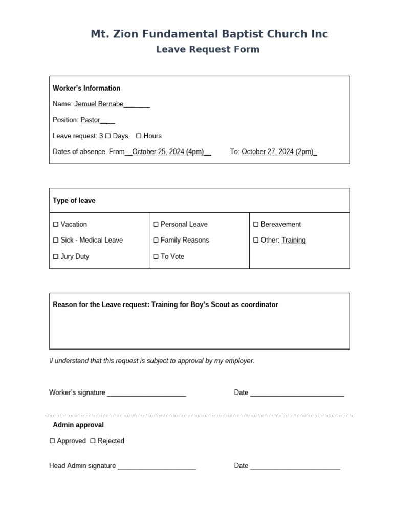 Leave Request Form | PDF