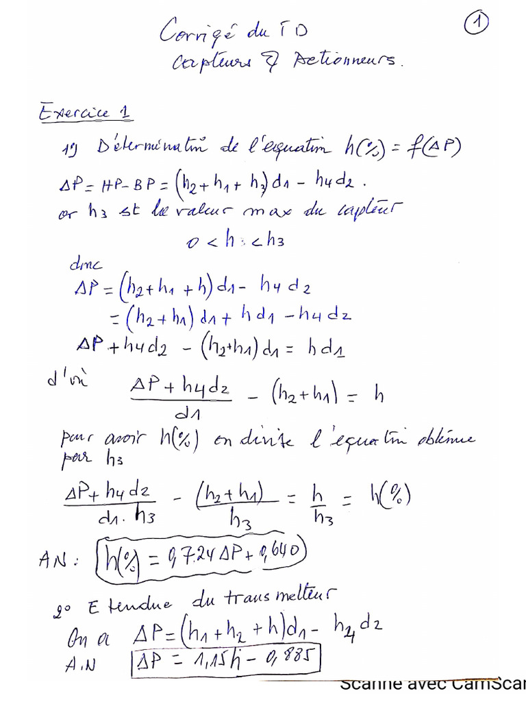 TD1 Capteurs Solution | PDF