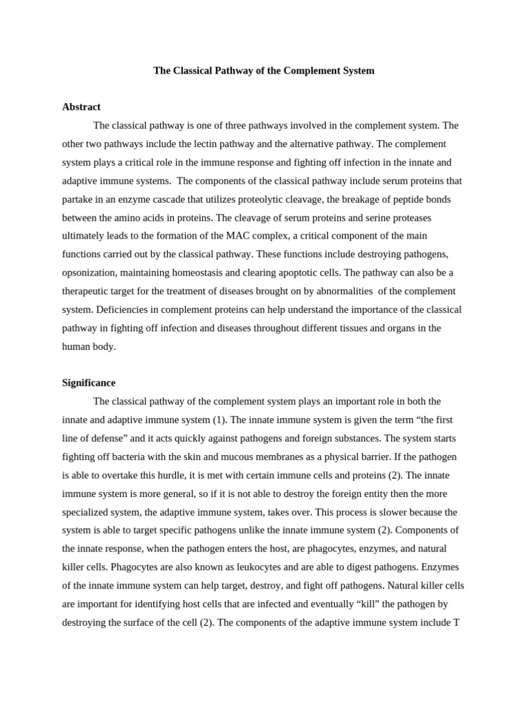 Activation of C3 in Classical Pathway | PDF | Complement System ...