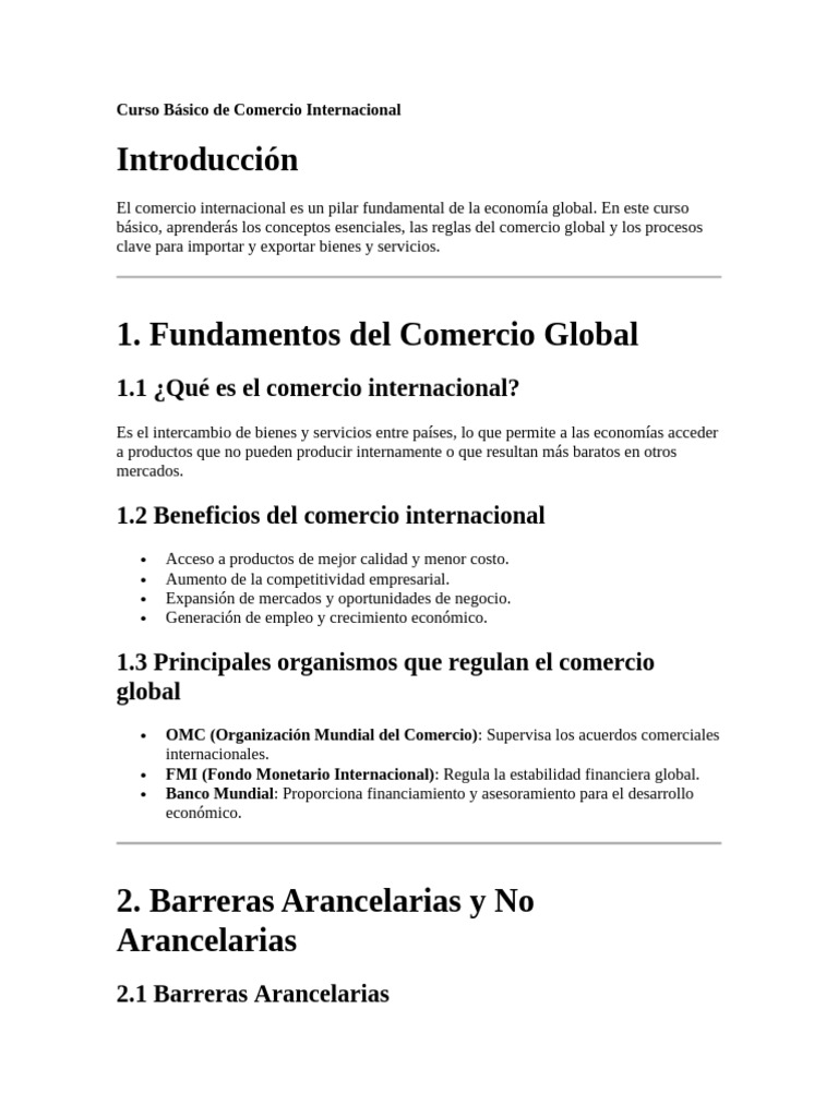 Curso Básico de Comercio Internacional | PDF | El comercio ...