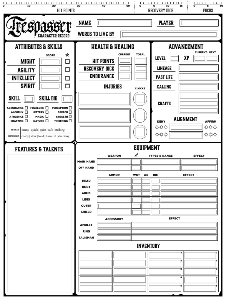 RPG Character Inventory & Stats Guide | PDF | Role Playing Games ...