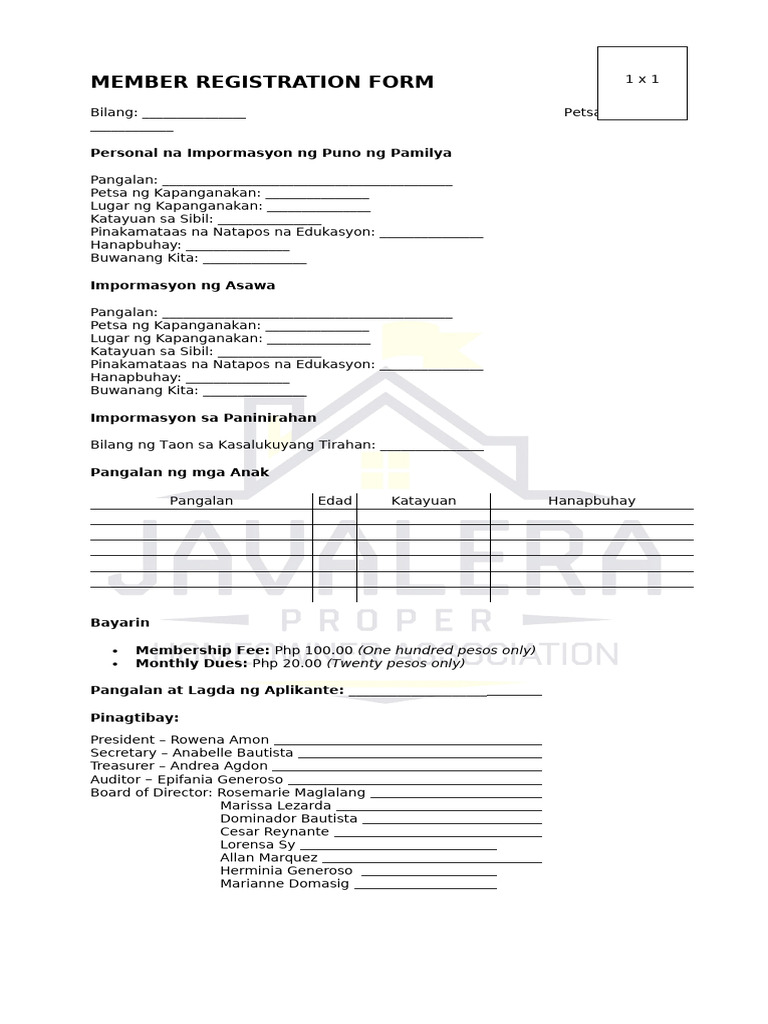 Member Registration Form | PDF