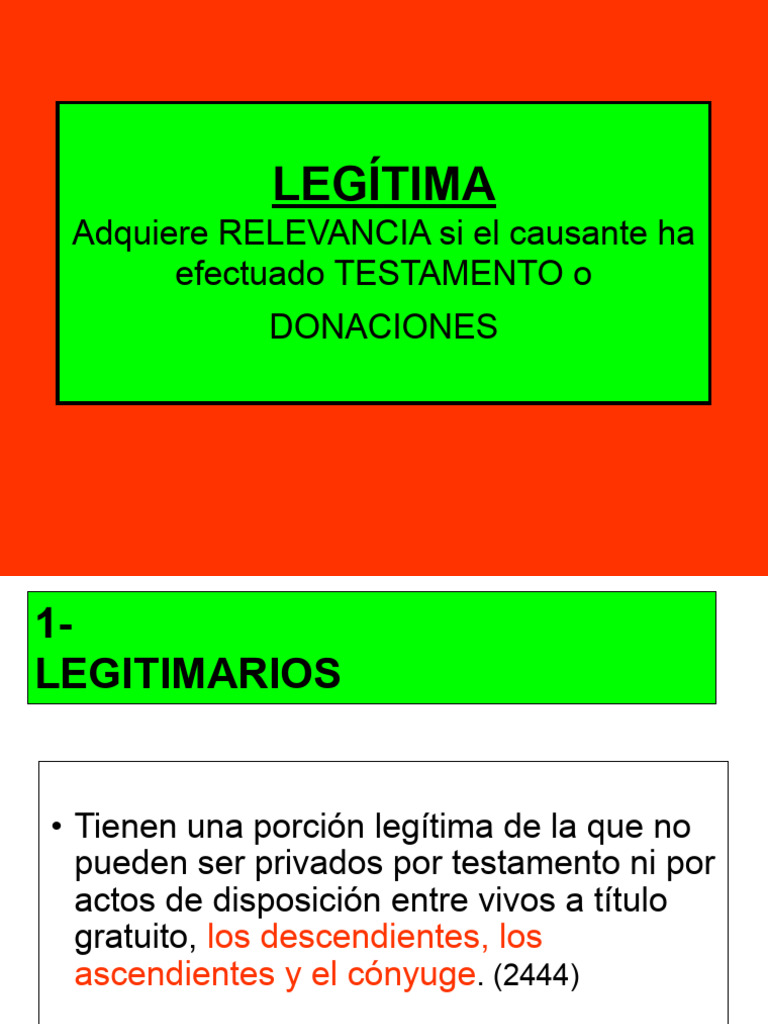Legítima: Derechos y Protección Hereditarios | PDF | Donación | Herencia