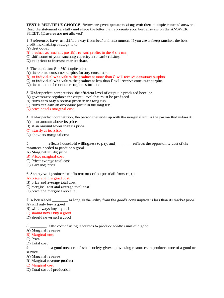 Module 7 Pure Competition Quiz Key Answer | PDF | Perfect Competition ...