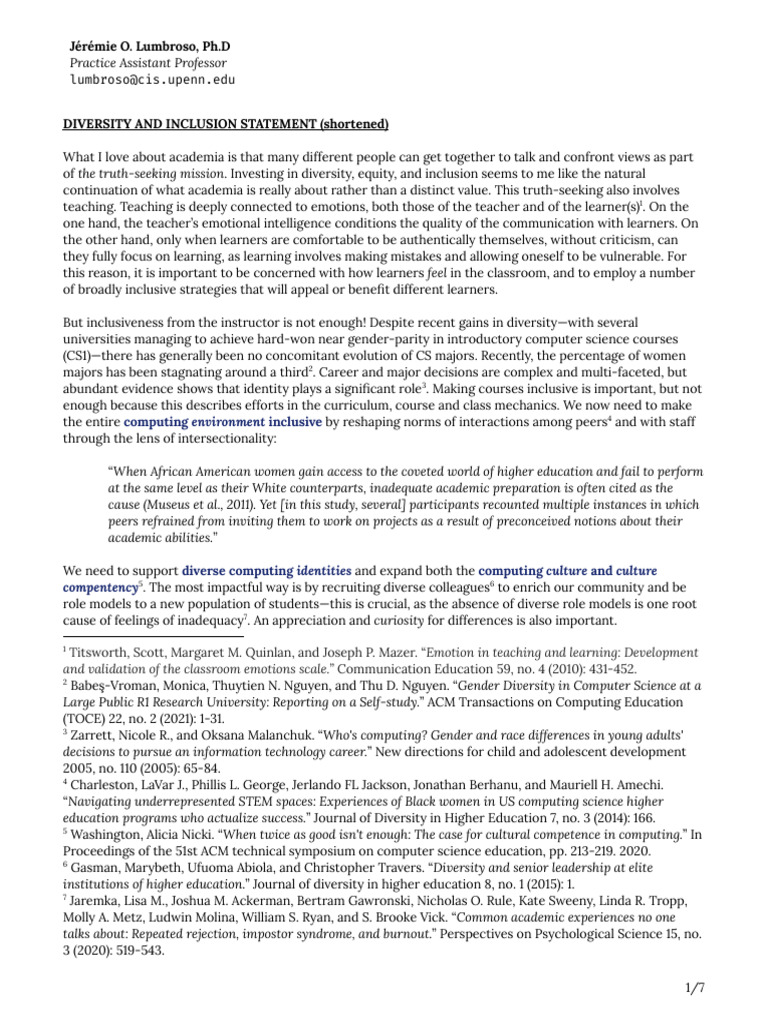 Diversity and Inclusion in Academia | PDF | Learning | Peer Review