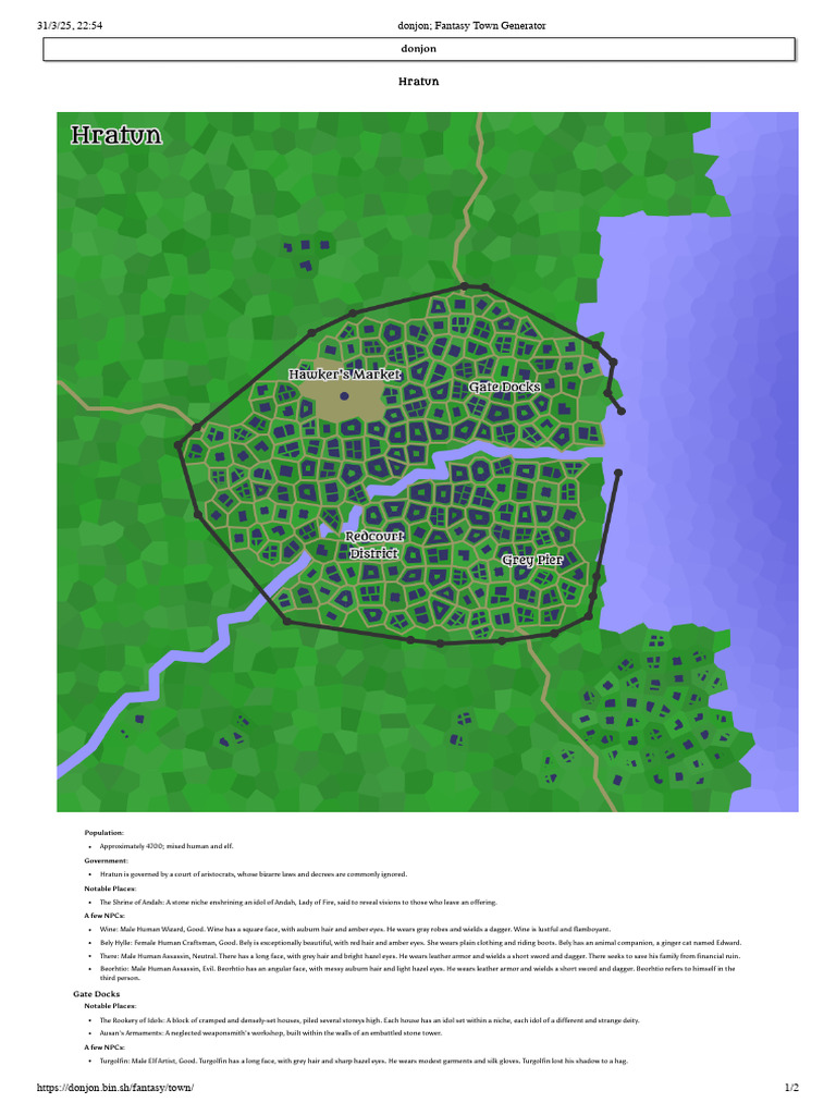 Donjon Fantasy Town Generator | PDF