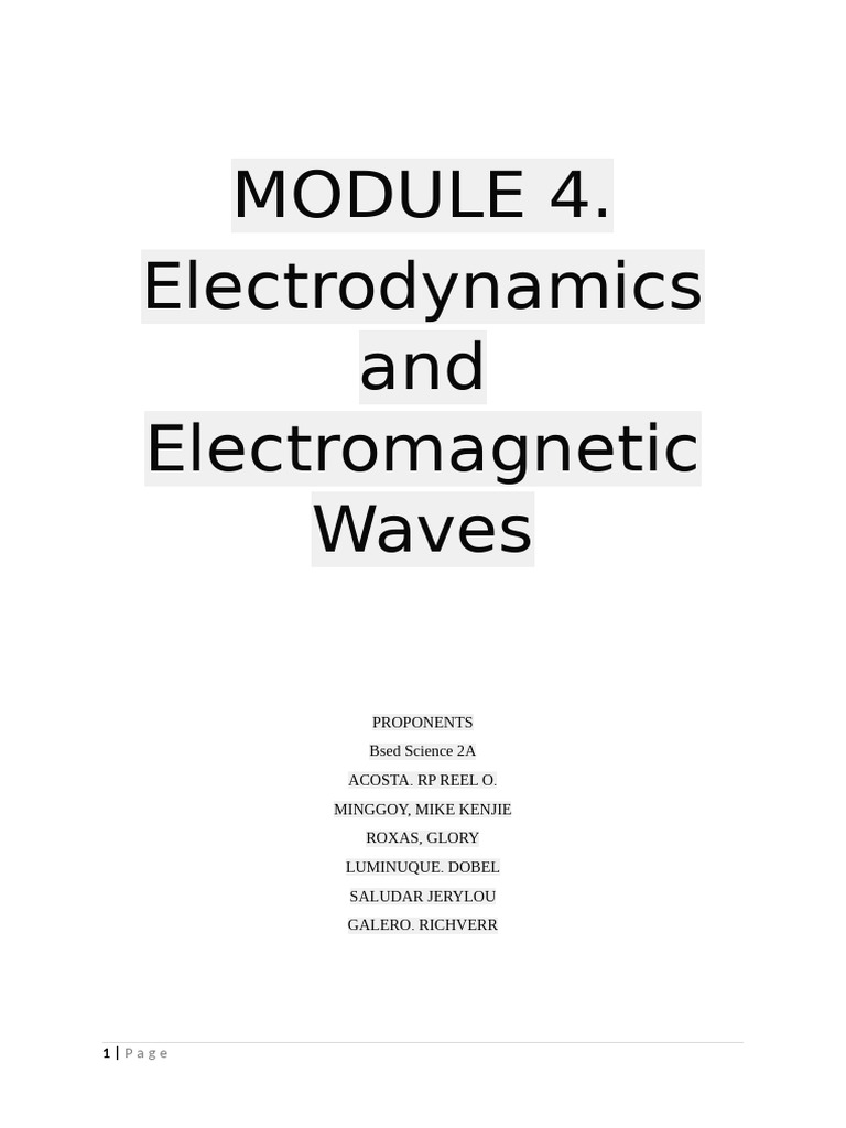 Module 4 Physics | PDF | Electromagnetic Radiation | Electromagnetism
